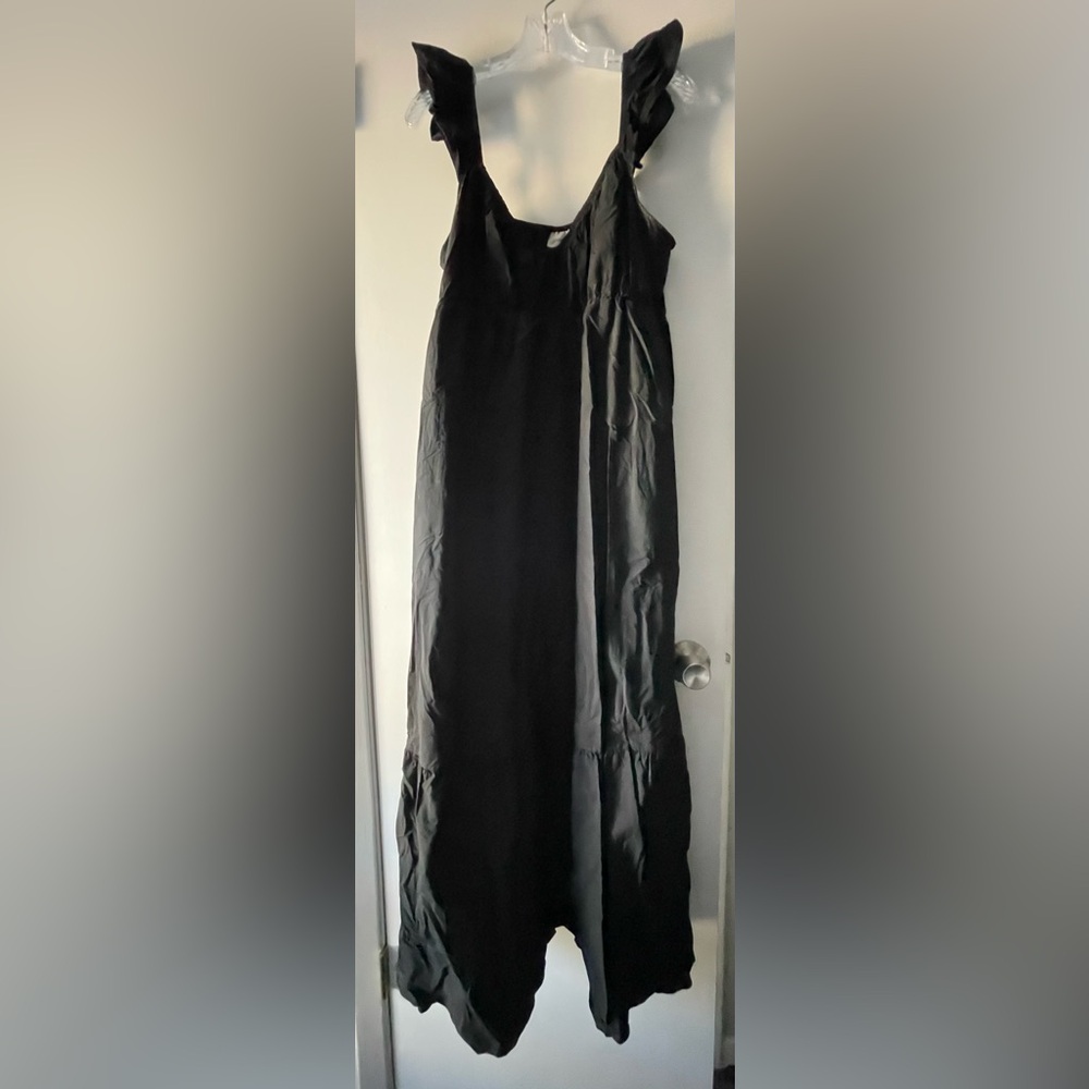 UNIVERSAL THREAD FOR TARGET BLACK MAXI BOHO DRESS W/ FLUTTER STRAPS/SLEEVES-XL